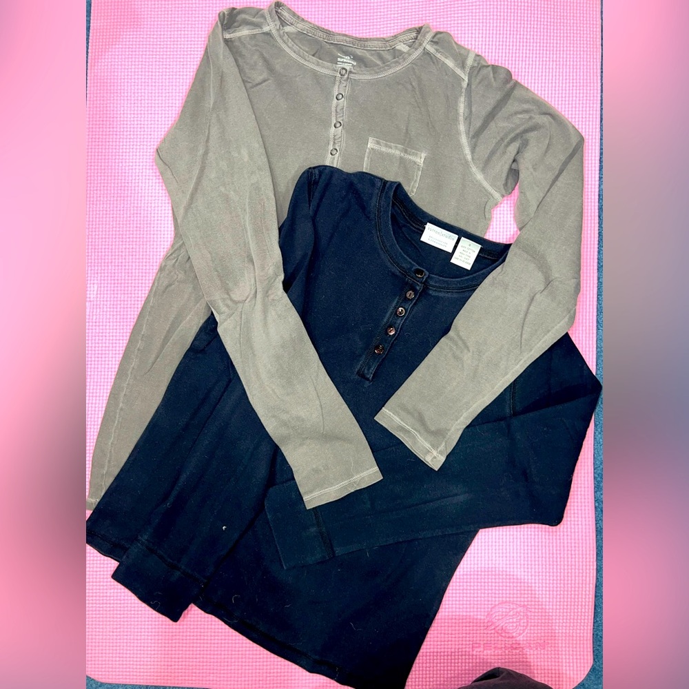 Pair of Henleys Grey and Blue size S and M Gap